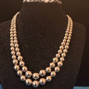 Vintage Monet Silver Tone Beaded Balls Necklace